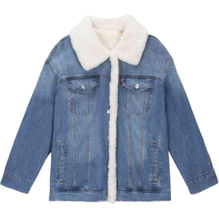 

Свободная джинсовая куртка Levis Commuter с меховым воротником Женская куртка Светло-голубая 001CH-0000 XS