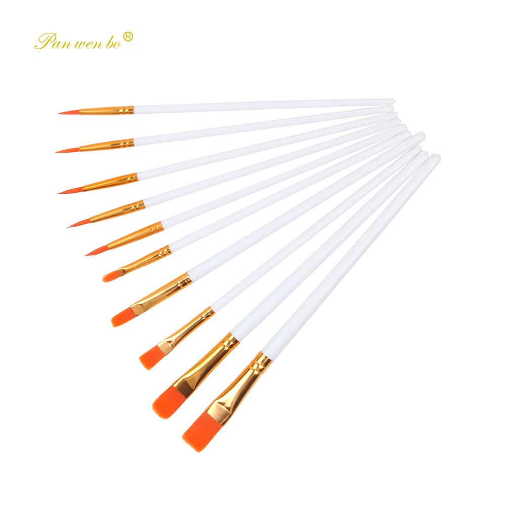 10-Piece Nylon Hair Paint Brush Set for DIY Art and Painting