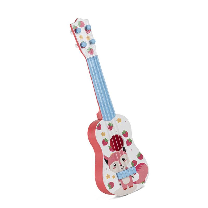 Kids Guitar Toy Plastic Cartoon Pattern Educational 4 String Playable Ukulele Toy for Boys Girls