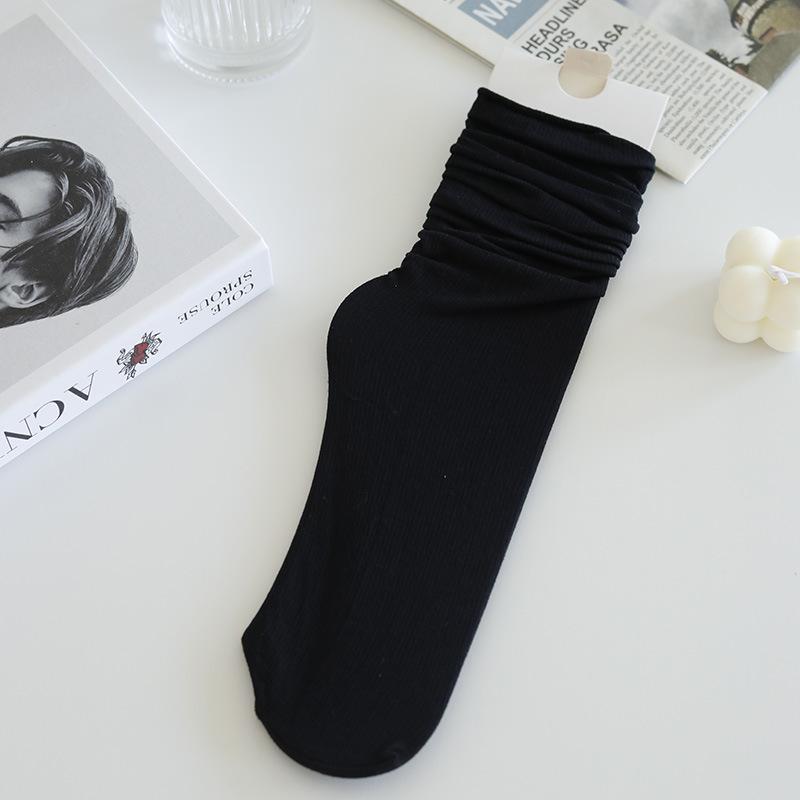 Ice Socks Tube Socks Season Thin White Stacking Socks Internet Celebrity Solid Color Ice Silk Velvet Stockings