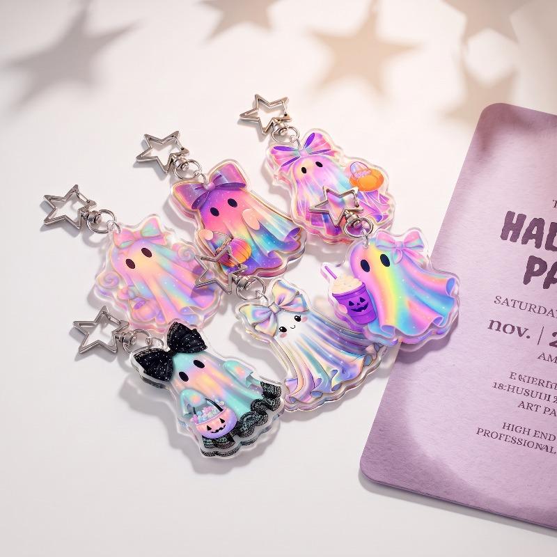 Halloween Cute Ghost Doll-shaped Acrylic Bag Keychain Pendant Decoration for Holiday Decoration Items