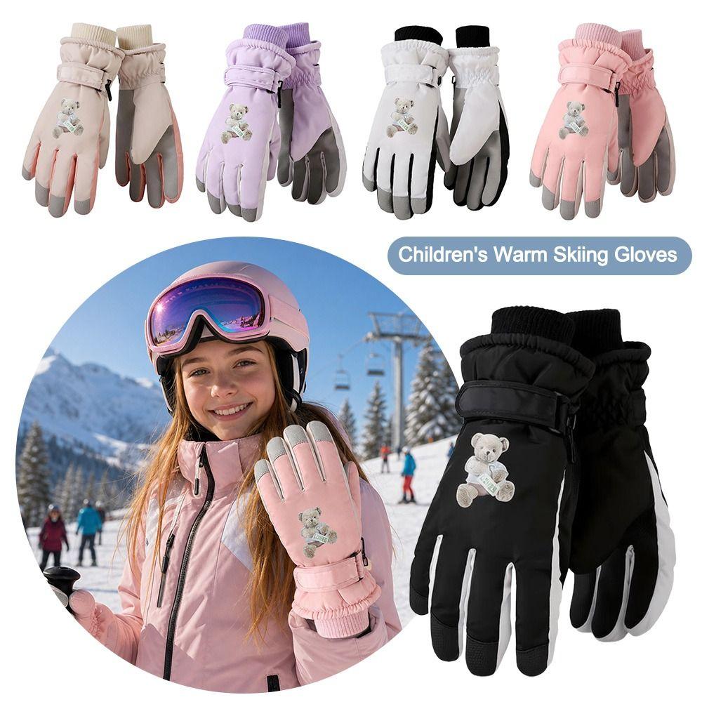 Warm Snow Gloves Waterproof Kids Winter Mittens Cute Children Ski Gloves  Mountaineering