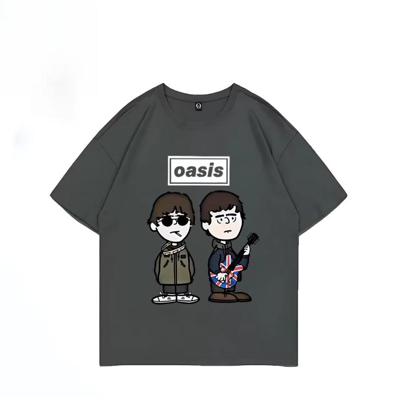 British Rock Band O-Oasis Live 25 Punk T-shirt Men Women's Cartoon Vintage Hip Hop Streetwear Summer Cotton Short Sleeve Top