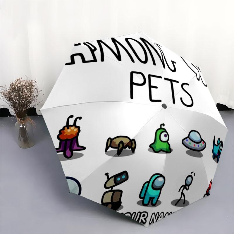 1 PC Automatic Folding Umbrella - Among Us Custom Name Pattern, Portable & Foldable Design with 8 Ribs, Christmas Birthday Gifts