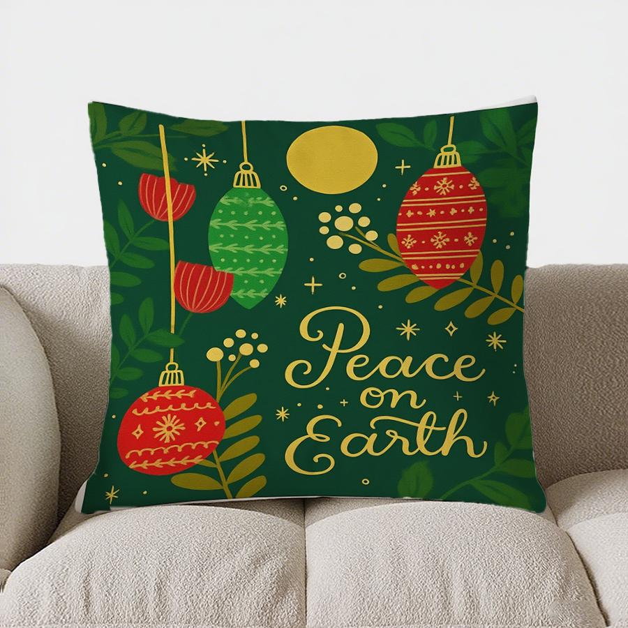 Home Decor Floral Holly Berries Design Throw Pillow Pattern Cushion Cover Suitable For Sofa Bedroom Car Pillow Cover