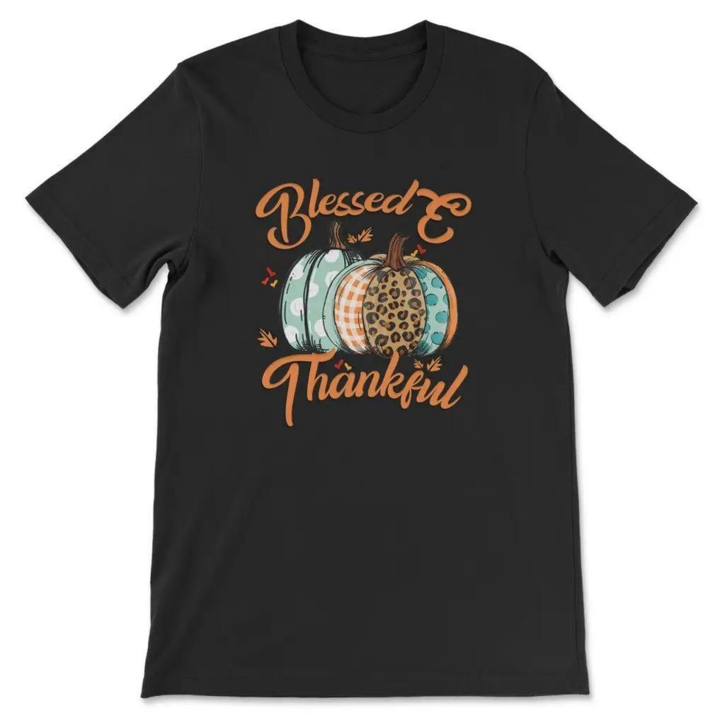 Blessed and Thankful TShirt Mens and Womens Short Sleeve Cotton Tees Luxury Brand Shirt Oversize Tops Summer Men Clothing