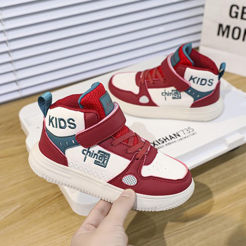 

China Red Children s Board Shoes Guochao Shoes High Top Fashion Casual Shoes Teenagers Middle School Children Elementary School Students Casual Shoes 38