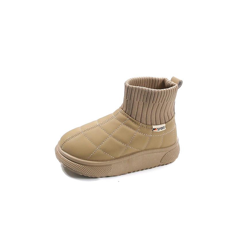 Girls Snow Boots 2025 Winter New Children's Fleece Thickened Cotton Shoes Boys' Warm Short Boots Medium and Older Socks Boots