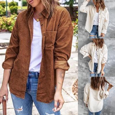 Casaco feminino outono e inverno cor sólida lapela manga comprida cardigan bolso botão