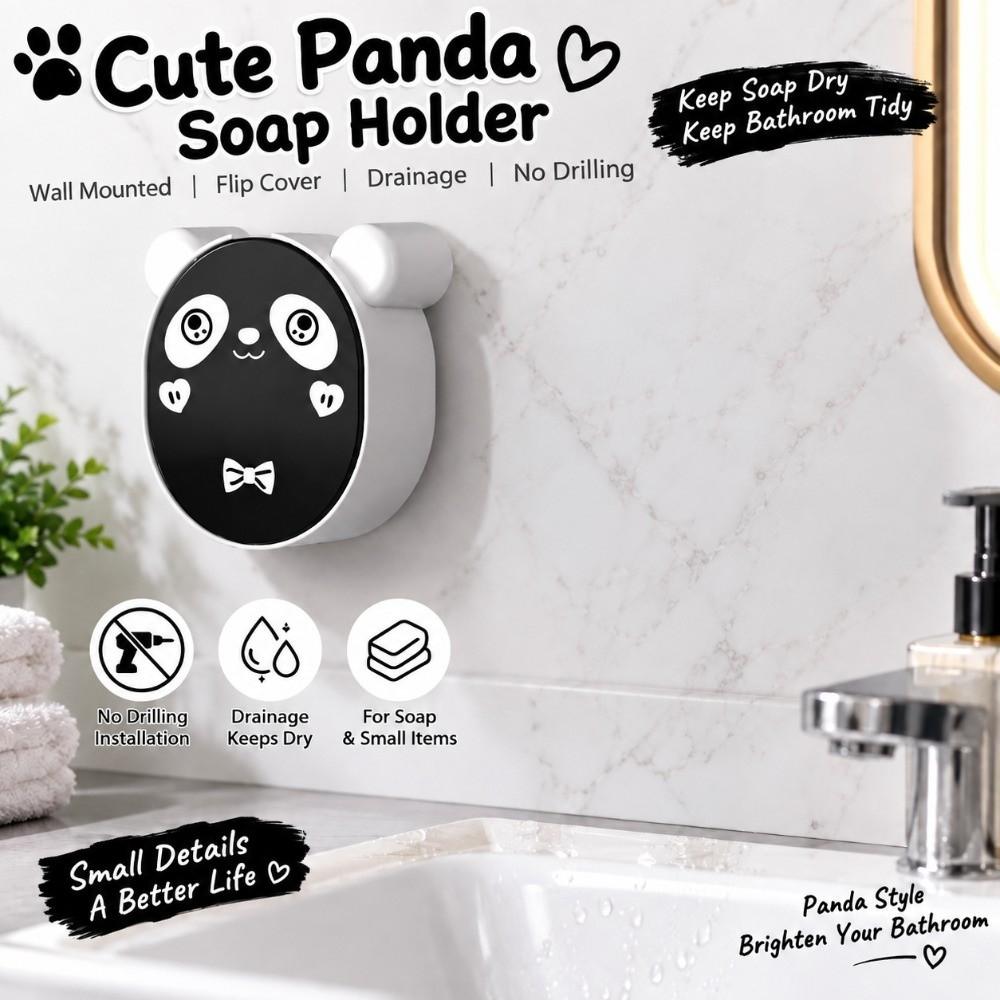 Black White Soap Storage Box Wall Mounted Cartoon Soap Holder Soap Dish  Home Shower Bathroom