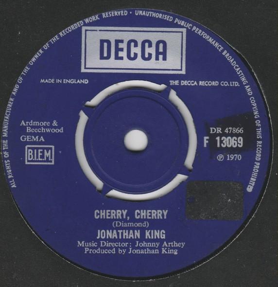 

7inch Record JONATHAN KING - Cherry, Cherry F13069 Decca 1970 UK Pop Used