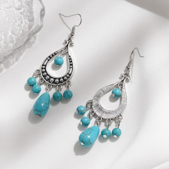 

Yousheng 1 пара шикарных сережек с кисточками из искусственной бирюзы в стиле бохо, легкие гипоаллергенные серьги в стиле ретро с полированным металлическим покрытием