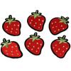 50 Stück 1,7 x 1,2 Zoll Erdbeer-Stickerei-Aufnäher, rote Kleidungsapplikationen für Jacken, Jeans