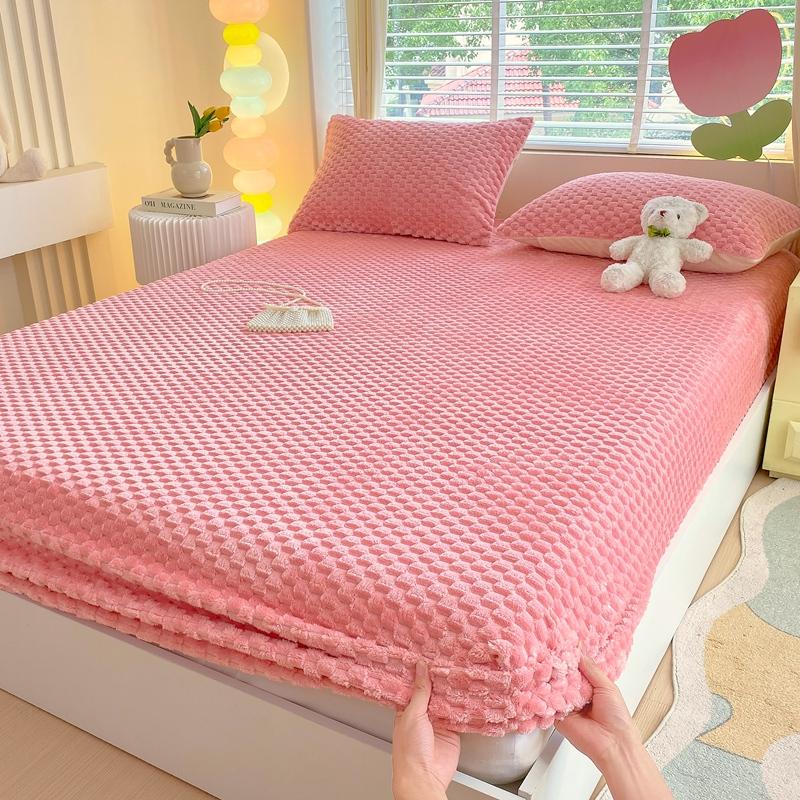 Skin-friendly Bedsheet Soft Fitted Sheet Flannel Bed Cover Warm Bed Linen Queen Size Sheets Drap Housse (Pillowcase Need Order)