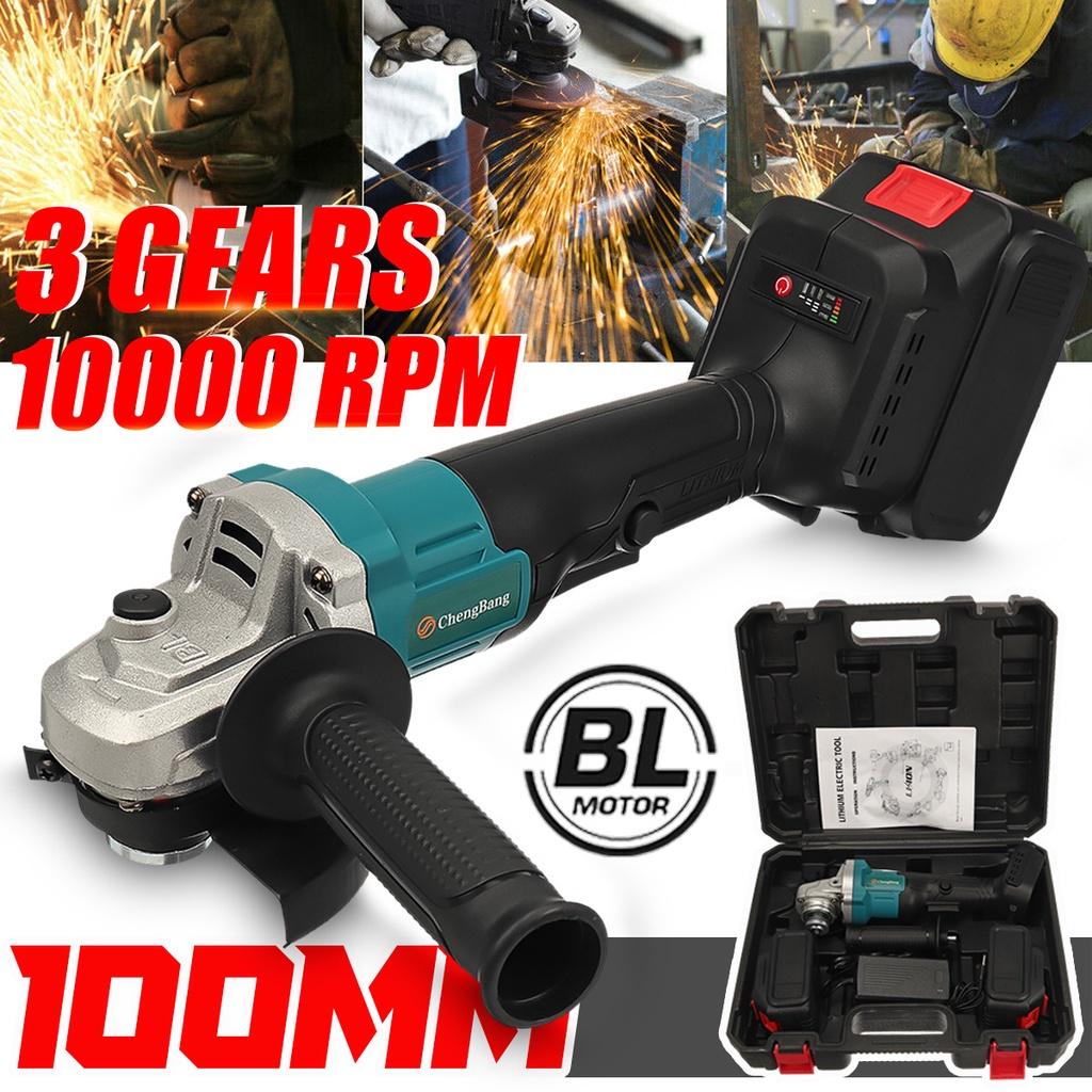 21V 100MM Brushless Electric Angle Grinder Cutting Machine 1/2 Lithium-Ion Battery DIY Woodworking Grinding Machine Power Tool