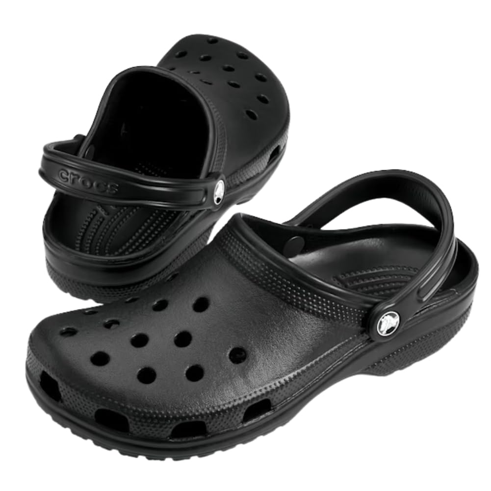 Crocs Classic Clog Sandals, Flat, Sporty, Black 10001-001 (Black/Size 29.0/Men's) [Parallel Import]