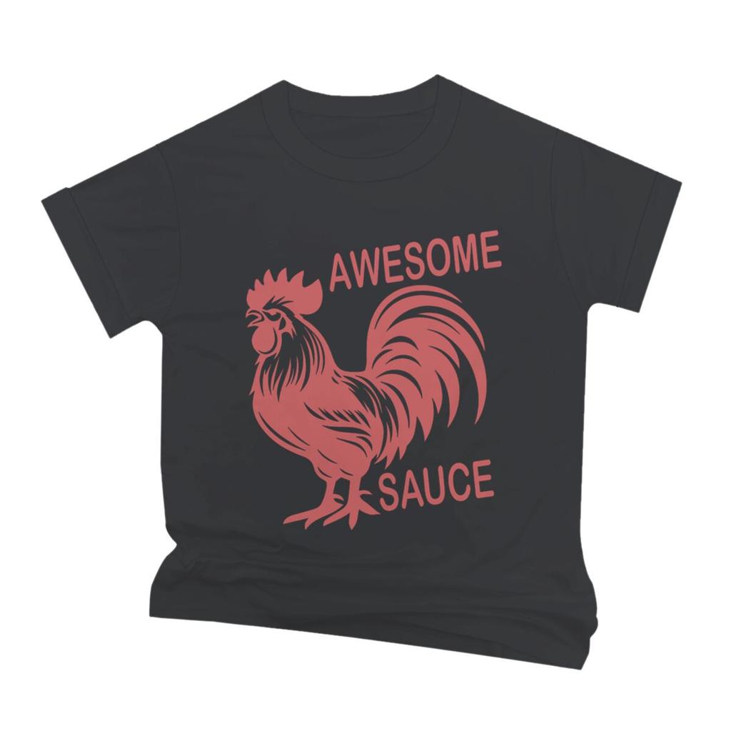 Funny Rooster Awesome Sauce Print TShirts Mens Short Sleeve Graphic T Shirt Funny Chicken Tshirt Humor Tees Male Tshirt