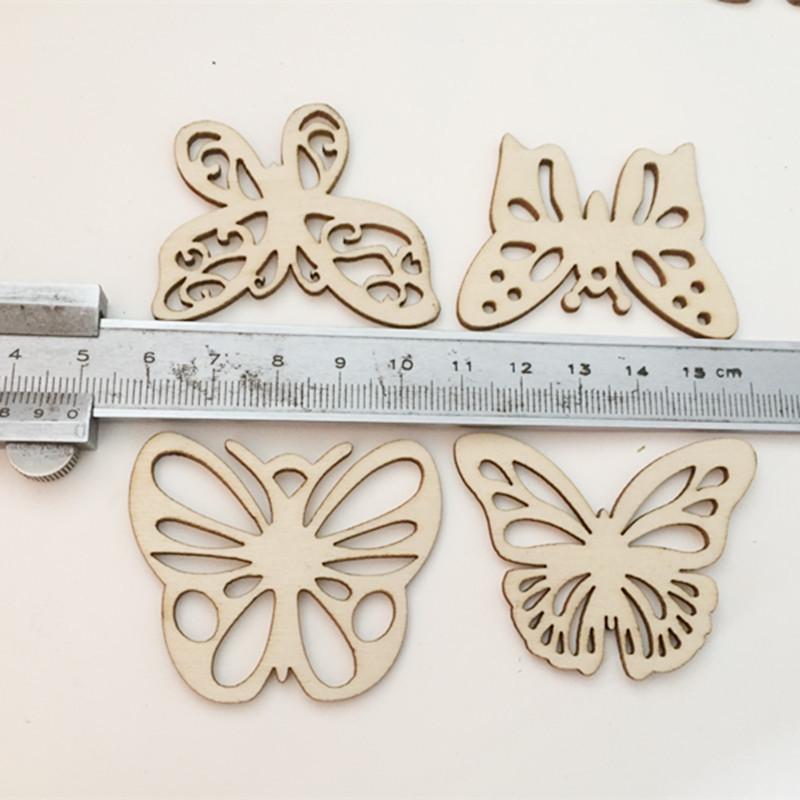Eco-friendly Handmade Raw Wood Butterfly Buttons - DIY Jewelry Accessories in Multiple Styles