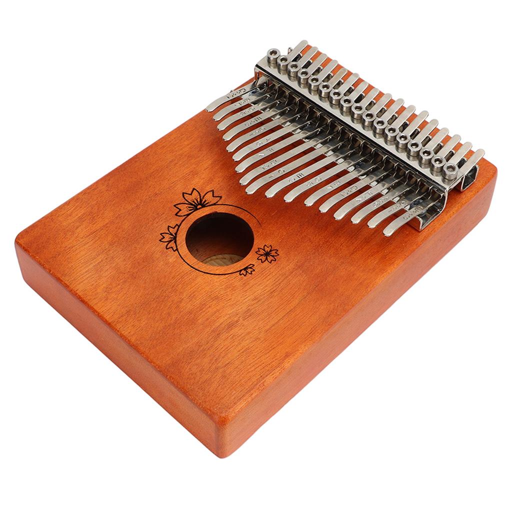 Thumb Finger Piano 17 Key Mahogany Floral Pattern Easy Playing Finger Instrument