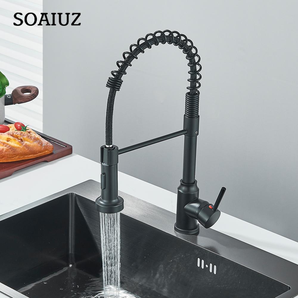 

Матовый черный кухонный кран для мойки с одной ручкой, кран для горячей и холодной воды, хромированный кухонный кран для ванной комнаты чёрный