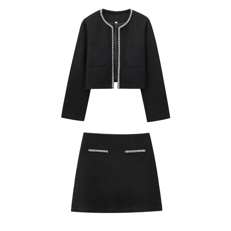 Autumn and Winter Loop Velvet A Word Mini Skirt 1246949 Rhinestone Decoration Rove Texture Outerwear 1246799