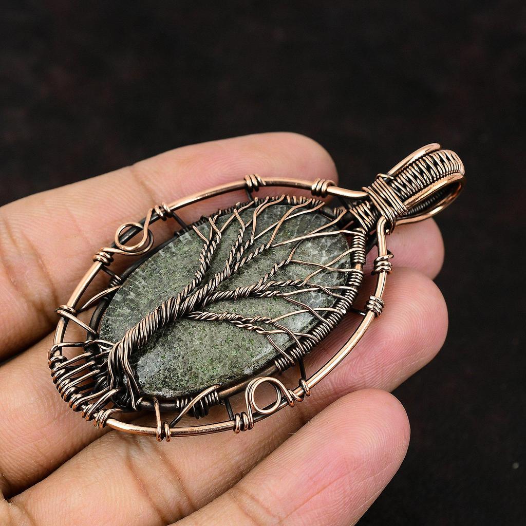 Tree Of Life Stingray Coral Pendant Copper Wire Wrapped Pendant Gemstone Handmade Jewelry Dainty Pendant Stingray Coral Jewelry Gift For Him