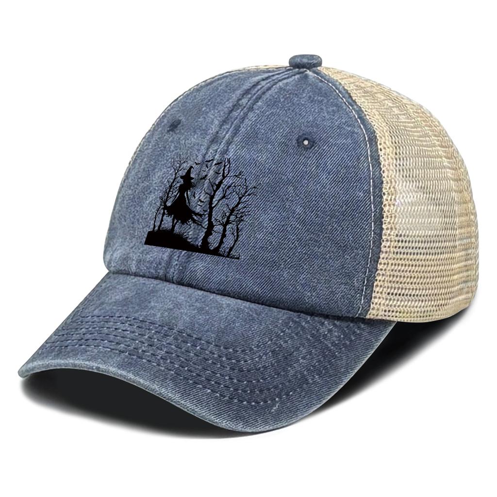 Black Grim Reaper And Tree Printed Baseball Cap Adjustable Mesh Unisex Fashion Hat For Women Unisex Street Style Travel Sports