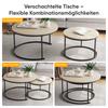 Two-Piece Nesting Coffee Table Set, Oak Veneer, Round with a Diameter of 80 cm, Metal Frame, Modern Style, Suitable for Living Room, Bedroom, Balcony.