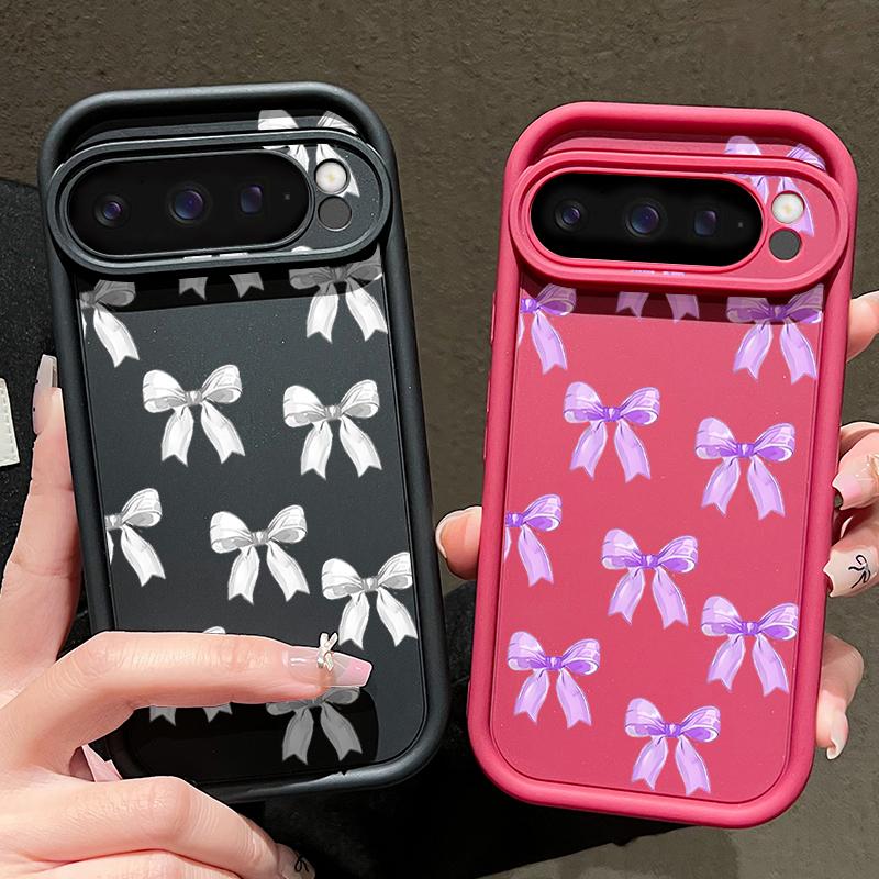 Miękkie silikonowe etui ze wzorem kokardki dla Google Pixel 9 Pro XL 8A 8 7 Pro Ochrona obiektywu Odporne na wstrząsy TPU Matowe etui na telefon
