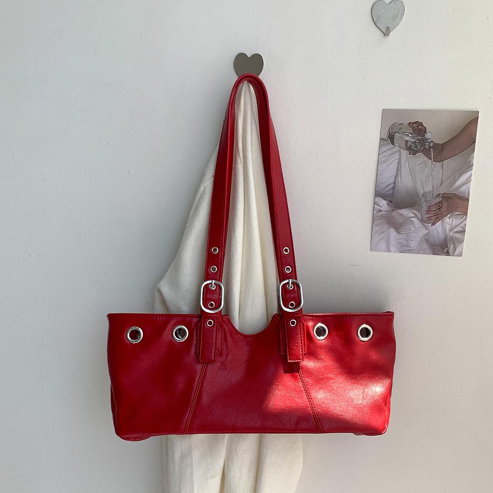 Fashion Soft PU Leather Tote Shoulder Bag Luxury Hollow Rivet Women s Bag   Underarm Bags for Women Shopper Purse