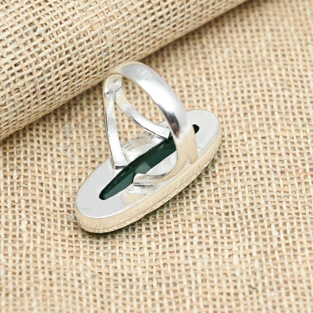 Emerald Lab által készített drágakő, kézzel készített tömör 925 ezüst ékszergyűrű minden méretben