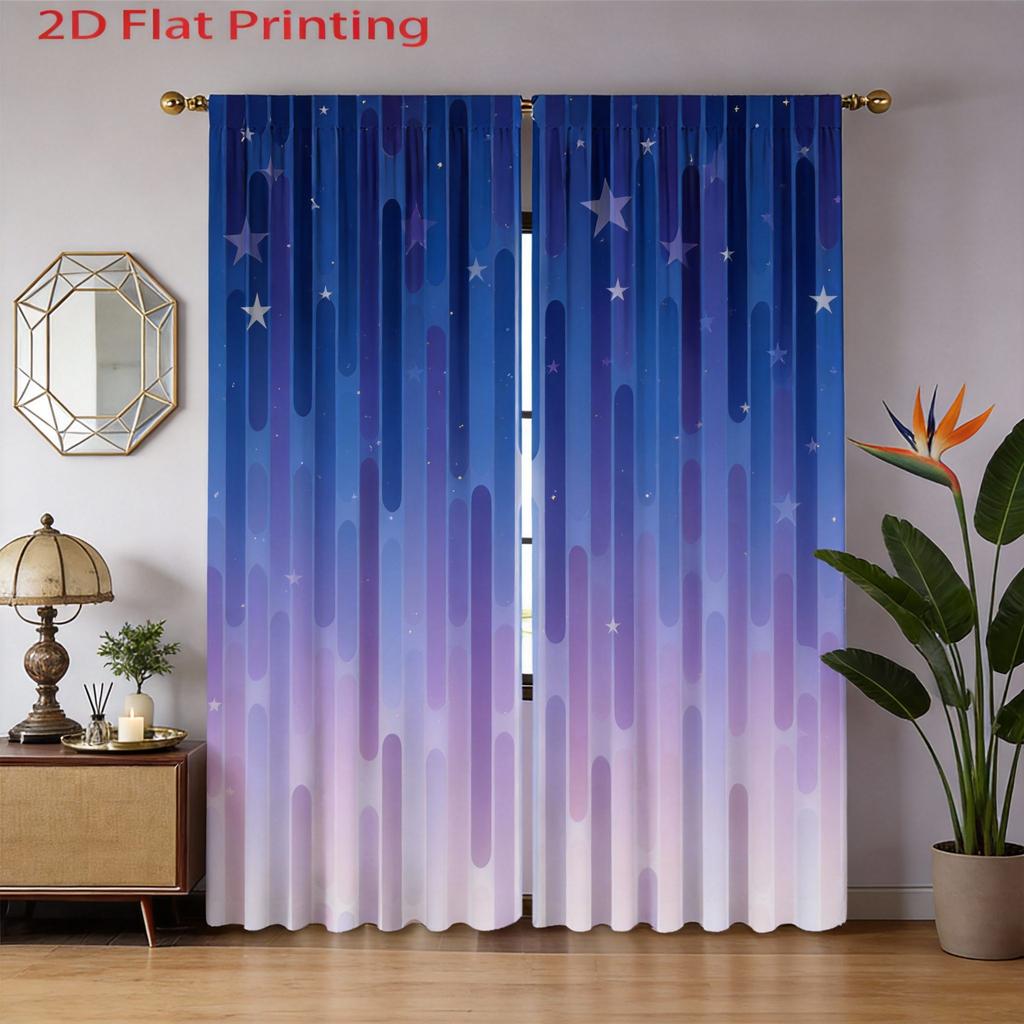 Abstract Colorful Curtains 2pcs – Vertical Dots and Lines in Pink Blue Purple, Modern Art Decor for Living Room and Bedroom