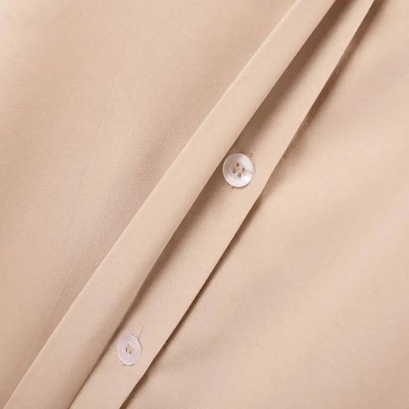 Muslimské dámské jednobarevné šaty košilového střihu s dlouhým rukávem, klopou s mašlí, kapsami a kardiganem