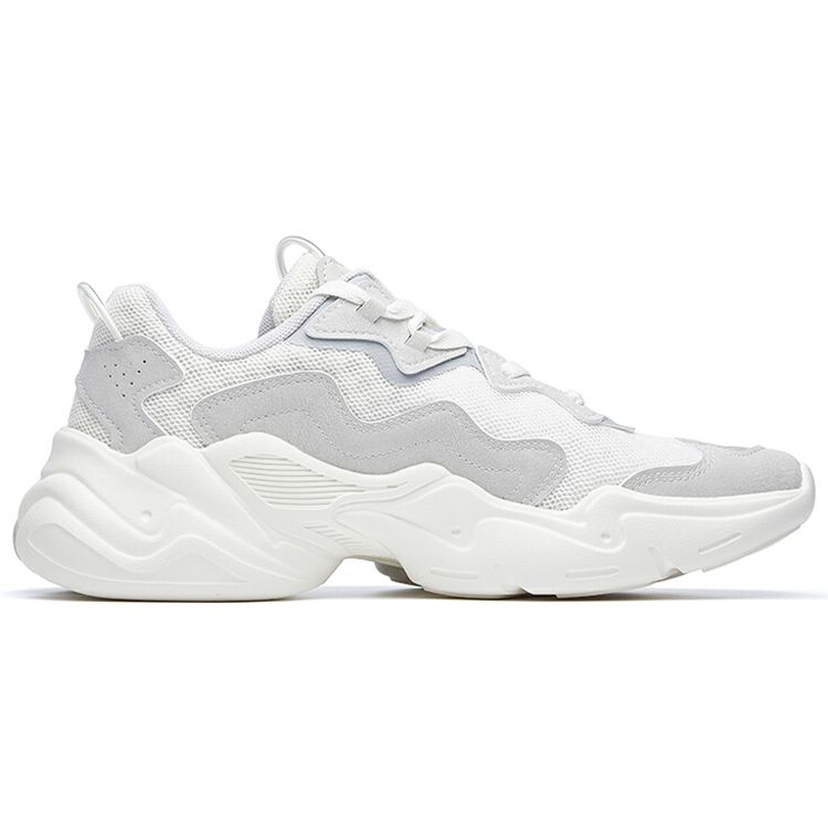 Anta Lifestyle Series Shock Absorbing Non-Slip Wear-Resistant Breathable Low-Top Dad Shoes Men sneaker Ivory Gray 112038883-1