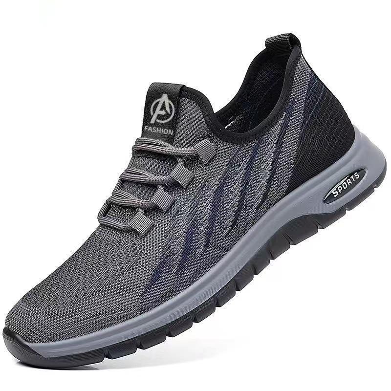 Shoes Men's Spring and Summer Thin Breathable Fly-woven Mesh Men's Shoes Trendy Lace-up Men's Lightweight Sports Running Shoes