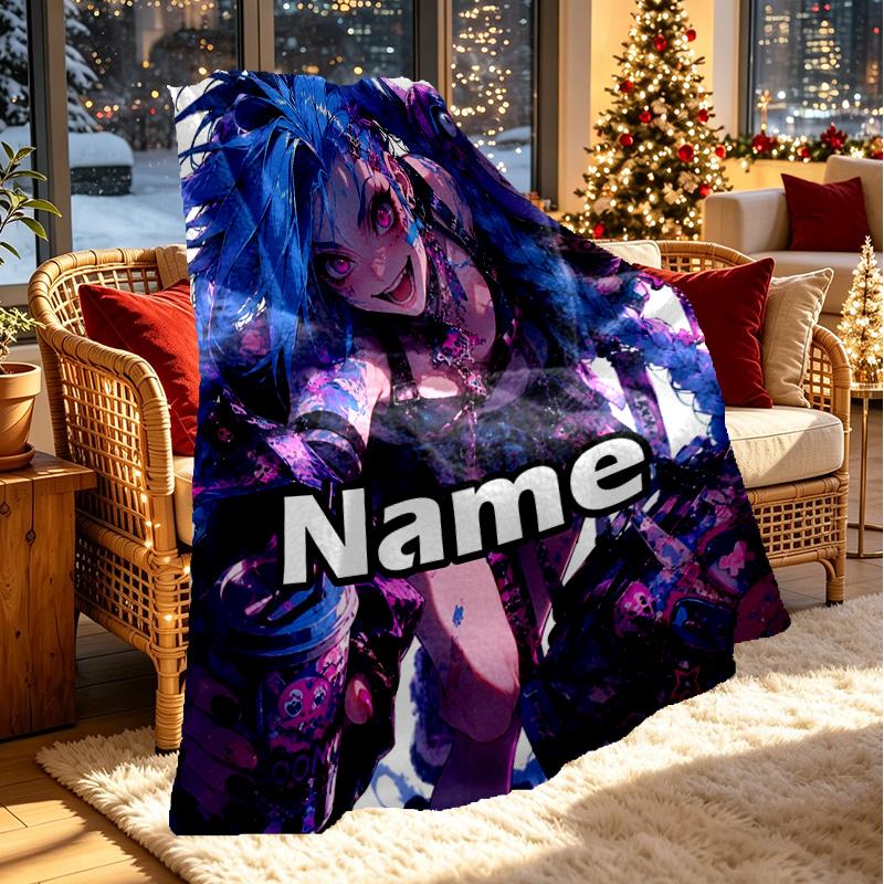 Custom Name Personalized Jinx Print Blanket, Home Decor, Bedroom, Sofa, Camping, Couch, Gifts for Birthday ChristmasEnthusiasts