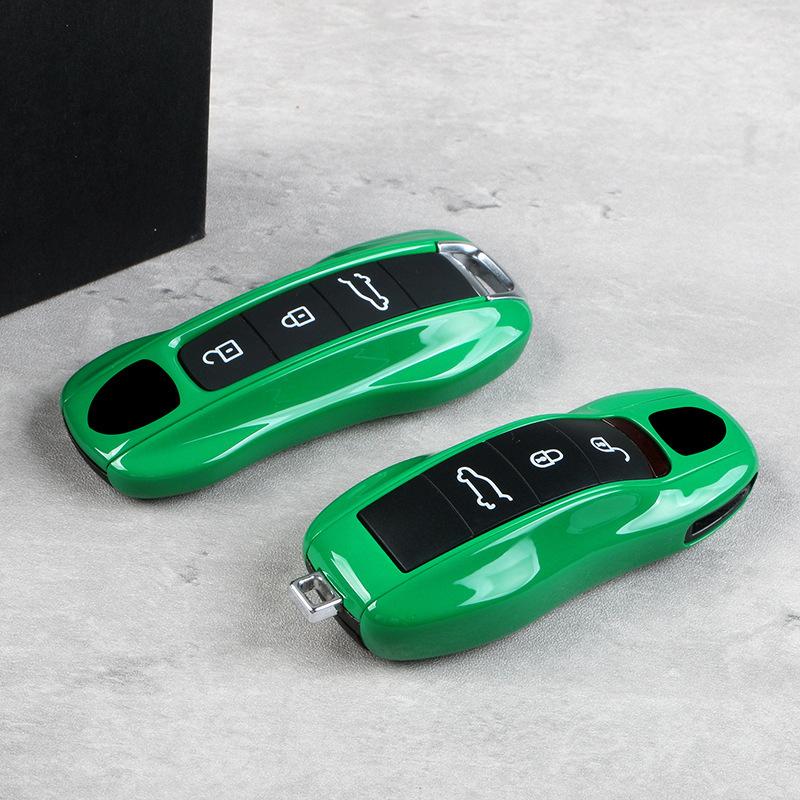 Car Remote Key Fob Shell Cover Python Green For Porsche Porsche Panamera Cayenne Taycan 711 918 Macan Boxster Cayman Key Case