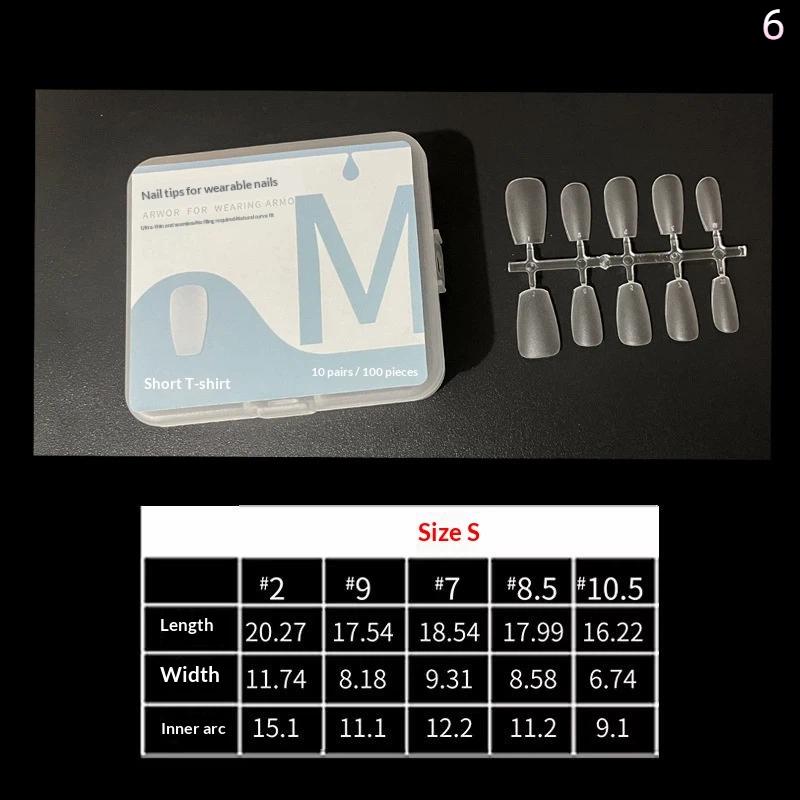 

100Pcs/Box Nails Tips Coffin French Full Cover Medium Short No Polishing Press On False Nails Nail Extension Manicure Tools 6
