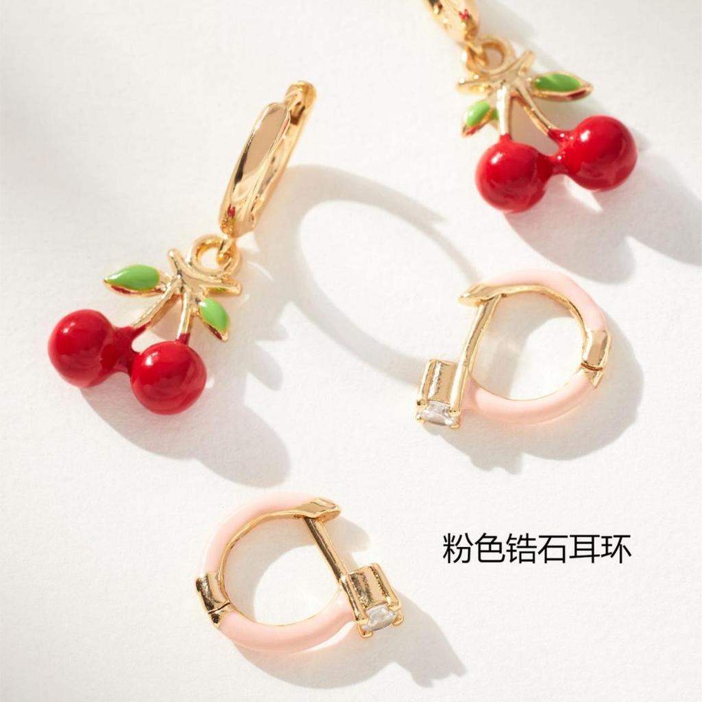 Niche Design Sense Color Zircon Fruit Earrings Stainless Steel Quality Assurance Color