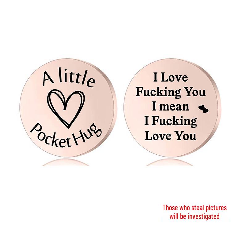 Lucky Charm Motivational Coin: Engravable Stainless Steel Couple & Family Gift Ornament.