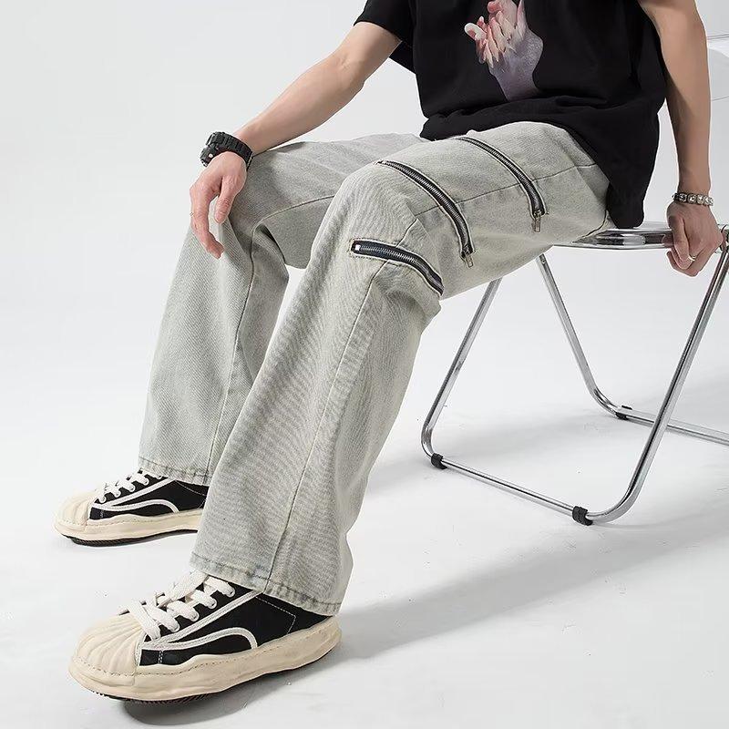 JYL Men s Straight Jeans American Printed Blue Autumn Couple Loose Denim 2XL янтарь