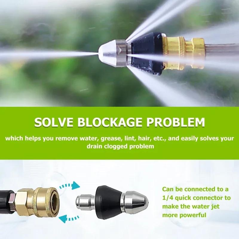 Universal 1/4" High-Pressure Pipe Dredging Nozzle - Municipal Sewage Cleaning Machine Bullet Nozzle