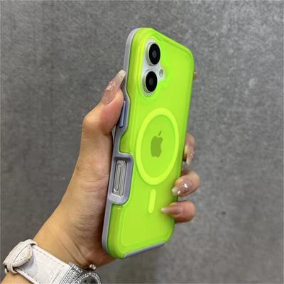 Magnetische Neonfarbe Matt Translucent Armor Stoßfeste Hülle für iPhone 16 13 12 11 14 15 Pro Max XR XS für Magsafe Wireless Charge Cover
