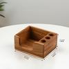 Wooden Desktop Organizer with Bookends, Pen Holders & Memo Pad Holder, Multifunctional Stationery Storage Rack