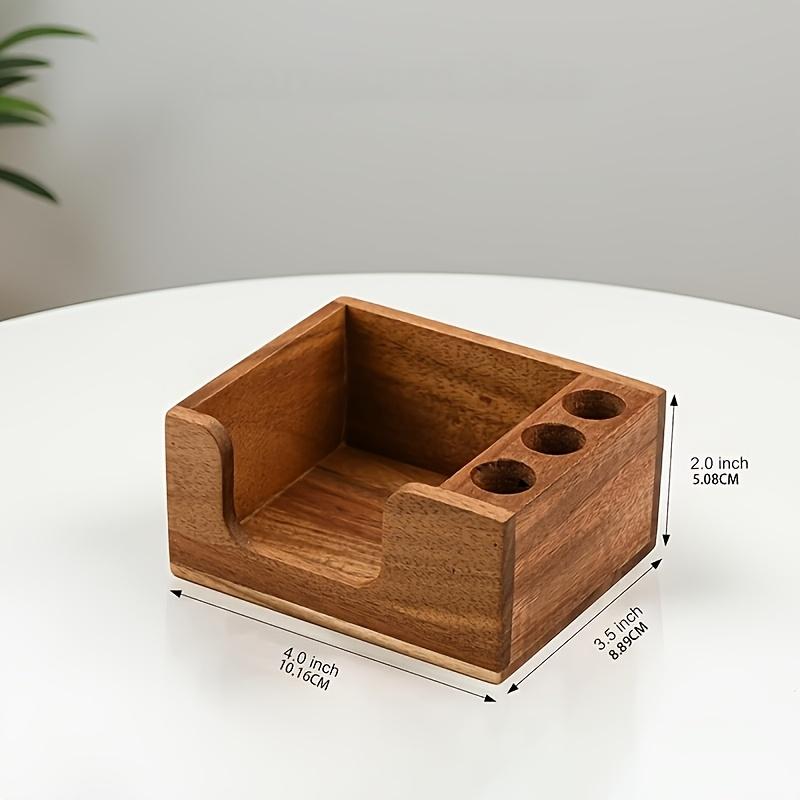 Wooden Desktop Organizer with Bookends, Pen Holders & Memo Pad Holder, Multifunctional Stationery Storage Rack
