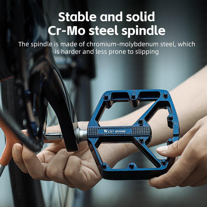 WEST BIKING Bike Pedals 3 Bearing Non-Slip MTB Road Aluminum Alloy Cycling Flat Pedals Bicycle Accessories Pedales Bicicletas