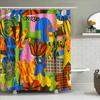 Colorful Shower Curtain Set: Abstract Artistic Bathroom Decor With Hooks Orange Blue Green Yellow Red Black White 72X84 In (180C