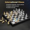 1 Set Medieval Chess Magnetic Board Intellectual Development Golden Silver Color