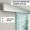 90cm Sliding Glass Door with Hardware Track Kit, Frosted Tempered Glass with Stripe Pattern, Round Handle
