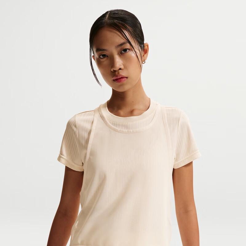 Nike Women's IF0525 Layered Knit Crew Neck T-Shirt